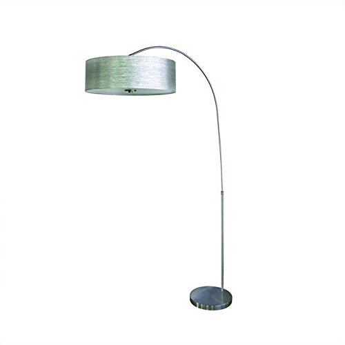Yosemite Home Decor PFL128SW-SS 1 Light Arc Floor Lamp with Starlight Weave Shade, Satin Steel