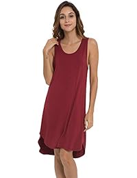 GYS Camisón de bambú suave para mujer con cuello redondo