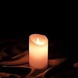 ETRONIC Real Wax 3D Dancing Flame Flickering Flameless Battery Powered LED Pillar Dripless Motion Candle, 3