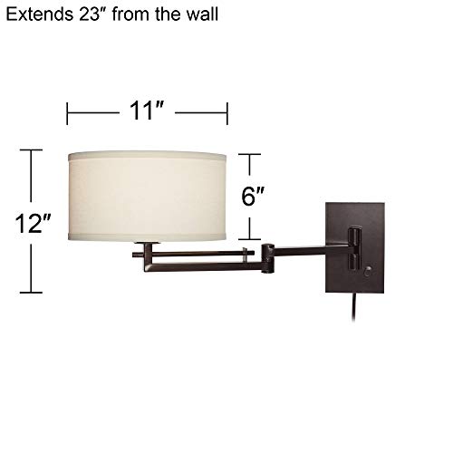Aluno Modern Swing Arm Wall Lamp with Cord Bronze Plugin Light Fixture