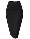 TWINTH Womens Elastic Waist Band Scuba Fabric Pencil Skirt Black X-Large