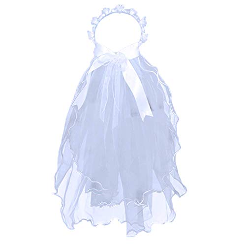 Deluxe First Communion Veil (Floral and Pearl Tiara)