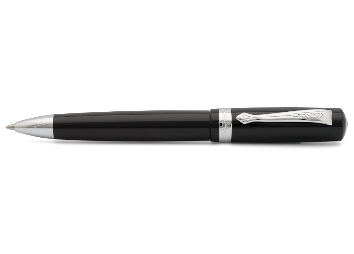 Kaweco STUDENT Ball Pen Black I Retractable Ballpoint Pen in Classic Design with Standard G2 Refills I Acrylic Ball Pen 13cm in Black with Silver Details