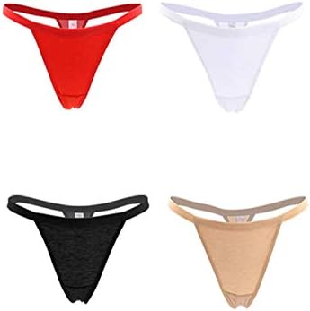 Justgoo Womens Sexy G-String Cotton Thongs Panty Underwear Low Rise T-Back Underpants Pack of 1/4
