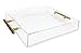 Isaac Jacobs Clear Acrylic Serving Tray (15x15) with Gold Metal Handles, Spill-Proof, Stackable Organizer, Food & Drinks Server, Indoors/Outdoors, Lucite Storage Décor (15x15, Clear with Gold Handle)