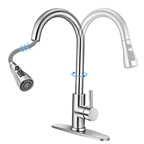 Camelot Kitchen Faucet with Pull Down Sprayer, Single Handle High Arc