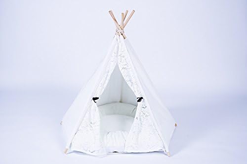 small boy new pet indoor teepee white pet lace door stitching