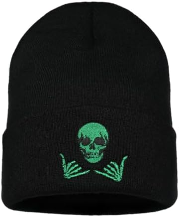 Handmade Hand Crafted Adult Knit Skull and Heart hat black and teal Black Skull Cap Mohawk Style, Hand Knitted Skull Beanie  main image 4