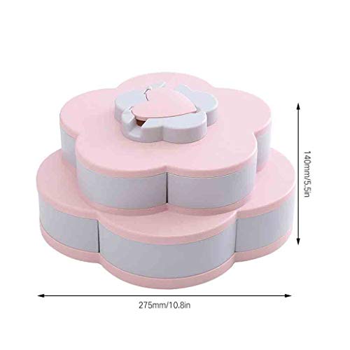 Double-layer Rotating Snack Plate,10 Grid Flower Design Candy Food Storage Box,Dried Fruit Melon Seeds Tray,Non-slip Silicone Bottom,Mobile Phone Stand Function