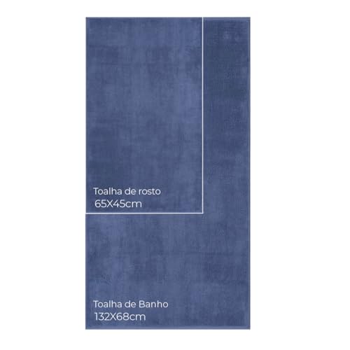 Decolab Jogo de Toalhas Air Light 100% Algodão (Azul-marinho, 4 Peças) Toque Suave, Gramatura de 420g/m², Kit Toalha de Banho 138 x 68cm / Toalha de Rosto 65 x 45cm