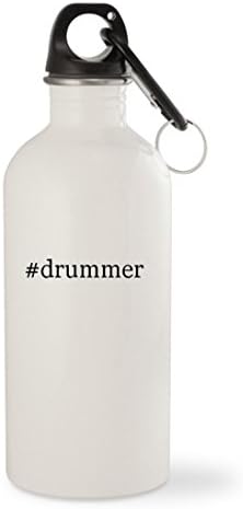 #drummer - White Hashtag 20oz Stainless Steel Water Bottle with Carabiner