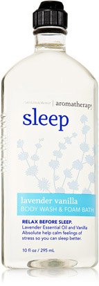 Bath and Body Works - Aromatherapy -Enhances Sleep -LAVENDER VANILLA - Body Wash & Foam Bath and Body Cream - Bundle