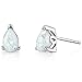 Peora Created White Opal Stud Earrings in Sterling Silver, Solitaire Teardrop Pear Shape, 8x5mm, 1.50 Carats total, Scroll Design, Friction Backs, October Birthstone Earrings,