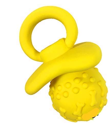 WantChewLatex Dog Squeaky Chew Toy Pacifier 4.33" (Yellow)