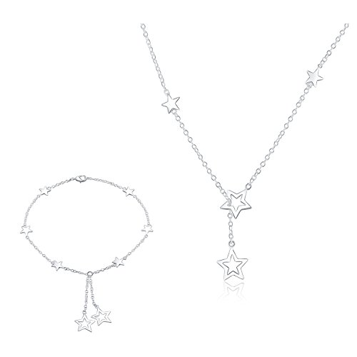 Jewelry Set â€“ Star Necklace Pendant Bracelet for Women Mom Teen Girl - Fashion Prime Gift 18K Gold Plated