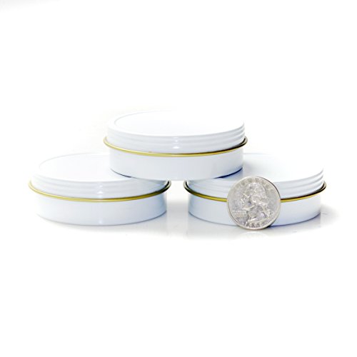 Mimi Pack 2 oz Small Metal Tin Can Screw Top Lid Steel Containers For Favors, Spices, Balms, Gels, Candles, Gifts, Storage 24 Pack (white)