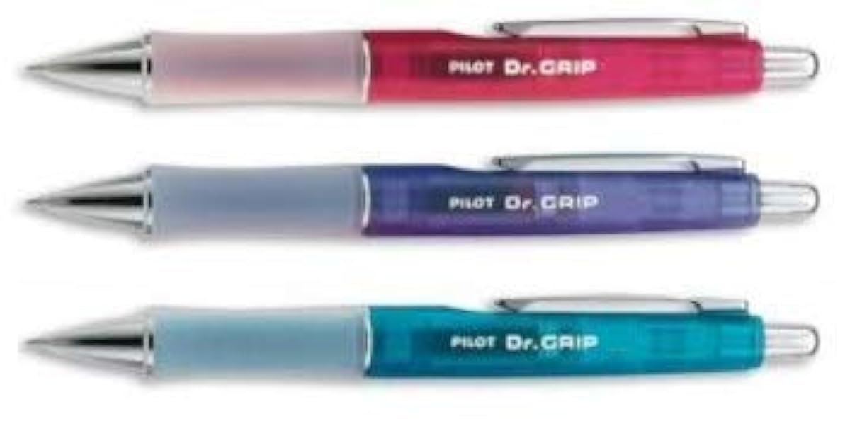 Pilot Dr. Grip Neon Retractable Ballpoint BLACK Ink Pen Bundle 1 BLUE