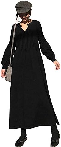ニット ワンピース ロング レディース ニットワンピース ロングワンピース Vネック 長袖 おしゃれ ゆったり 可愛い ブラック ベージュ フリー 体型カバー 春 秋 冬