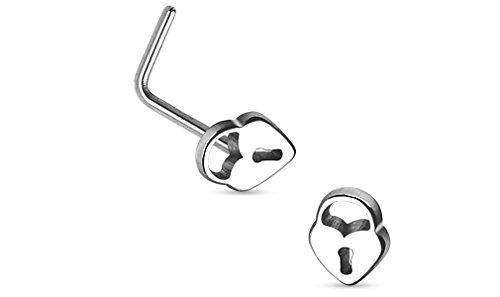 20G Love Lock Top Stainless Steel L-Shaped Nose Ring