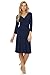 Rekucci Women's Slimming 3/4 Sleeve Fit-and-Flare Crossover Tummy Control Dress (14,Navy)