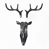 happyday04 Deer Head Decor Wall Art Animal Head Art Flocking Resin Deer Head Wall Decoration