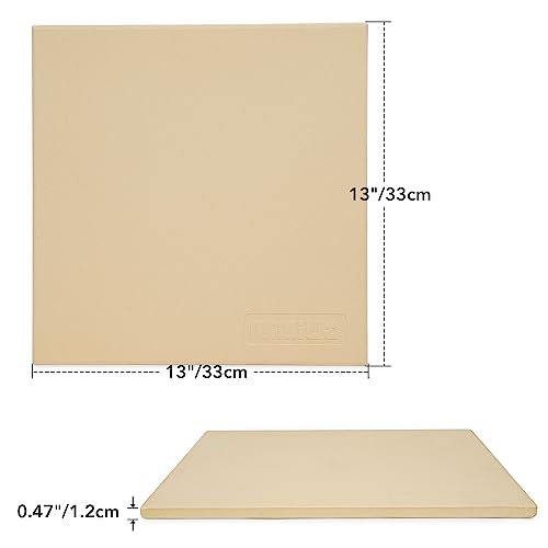 Mimiuo Rectangular Cordierite Pizza Stone for Ooni, for Preparing Bread, Tarte Flambée and Pizza, for Oven and Barbecue, Oven and Grill, Gas, 33 x 33 cm