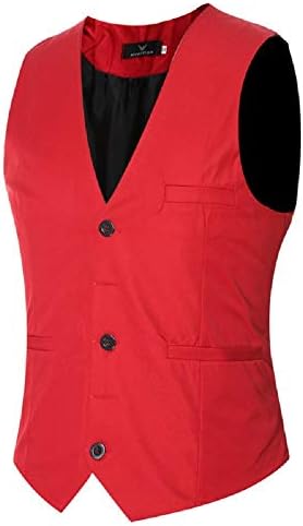 Yingsssq Men's Modern Suit Vest Sleeveless Jacket Business Casual Wedding Slim Fit V-Neck Ceremonial Dress Big Size