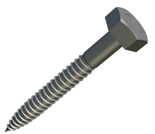 Hexagonal Self-Tapping Head Coach Machine Wood Screws M8x70 (Pack of 10) A2 Stainless Steel Hex Screw for Furniture, Woodworking Coachscrews Heavy Duty Accorting to DIN571 (70mm x 48mm)