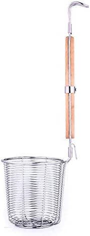 XHHOME Stainless Steel Strainer Basket with Long Handle, Frying Food Noodles Dumpling Fondue Mesh Basket (S)