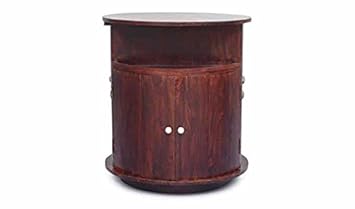 Aprodz Mango Wood Wine Storage Stylish Cue Bar Cabinet for Living Room | Walnut Finish