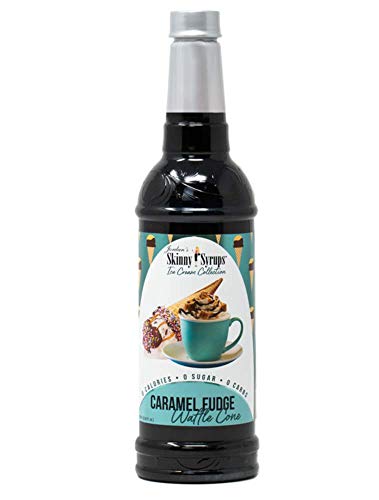 Jordans Skinny Dessert and Ice Cream Sugar Free Syrup Collection 750 ml Bottle with a Jordans Pump (Caramel Fudge Waffle Cone)