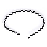 AKOAK 2 Pcs Unisex Black Spring Wave Metal Hoops Hair Bands Girl Men`s Head Band Accessory