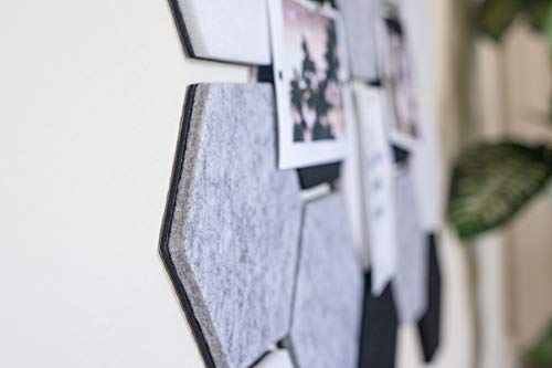 Cork Board/Memo Board of Hexagon Felt Pads - 24" x 18" (6" x 6" each-15 Pack) (Gray)