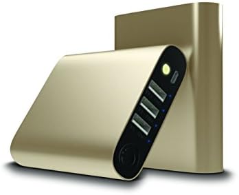EVOTech Labs 10,400 mAh Stainless Steel 3- Port USB Portable Charger (Power Bank) with Rapid Charging 4.4A Technology (Gold)