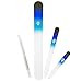 Manicure Pedicure Glass Nail File Set, Toenail & Fingernail Files, Cuticle Trimmer for Gentle Nail Care - Bona Fide Beauty Genuine Czech Glass