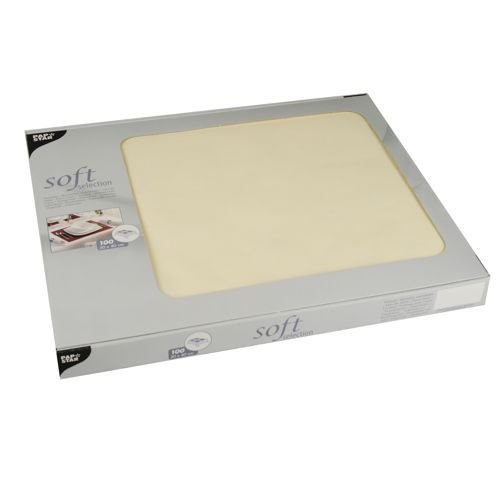Papstar Soft Selection, 100 Place Mats, Fabric-Like Fleece 30x40 cm Cream # 82319