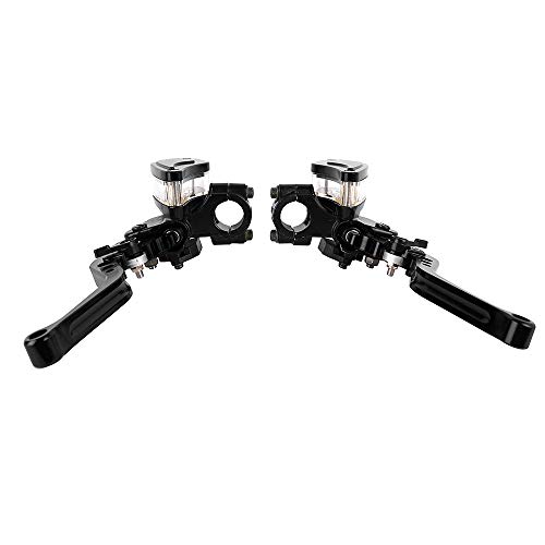 Aluminum 7/8" 22mm Motorcycle Dual Pump Hydraulic Handles Brake Clutch Levers Cylinder Master Reservoir Set For Ducati For Suzuki For Street Bike (Black)