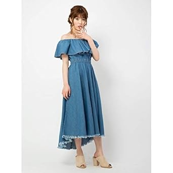 Amazon セシルマクビー Cecil Mcbee デニムオフショルマキシ Amazon セシルマクビー Cecil Mcbee デニムオフショルマキシ