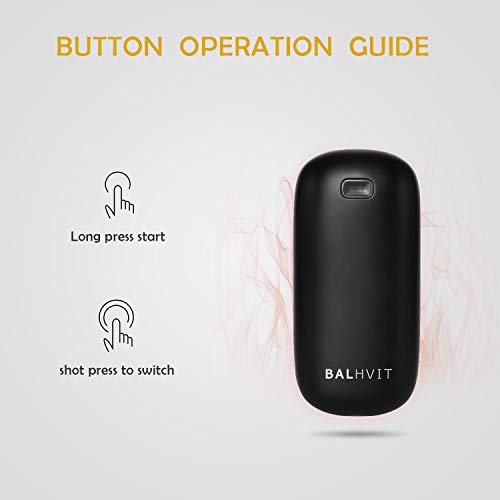 Balhvit Rechargeable Hand Warmer, 6400mAh Electric Hand Warmers Pocket Power Bank, Heat Therapy Hand Heater Charger, Reusable Handwarmers for Outdoor Sports, Winter Gifts for Women & Men (Black)