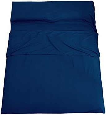 AUSTY Double Sleeping Bag Liner Camping Sleep Sheet Soft and Breathable for Travel Hotel Outdoor Picnic Business Trip(Navy Blue,63" x82.7")
