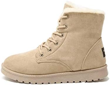 Huagmei Womens Winter Suede (Leather) Snow Ankle Boots Faux Fur Flat Shoes