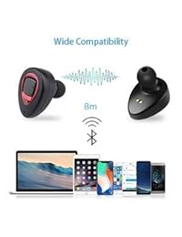 WOWOGO   Auriculares inalámbricos con Bluetooth, resistentes al sudor, con cancelación de ruido, micrófono integrado y estación de carga para iPhone, iPad y Samsung (K5 rojo)