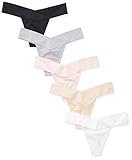 Mae Women's Seamless V Thong, 5 Pack,Black/White/Shifting Sand/Dapple Gray/Potpourri,Medium
