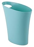 Umbra Skinny Sleek & Stylish Bathroom Trash, Small Garbage Can Wastebasket for Narrow Spaces at Home or Office, 2 Gallon Capacity, Surf Blue