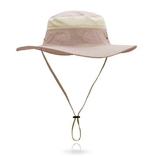 Jane Shine Outdoor Sun Hat Quick-Dry Breathable Mesh Hat Camping Cap Khaki Pink