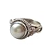 Haluoo Vintage Round Shape Moonstone Ring 925 Sterling Silver Victorian Style Solitaire Ring Triquetra Celtic Knot Gemstone Engagement Wedding Band for Women Size 6-10 (8, Silver)thumb 1