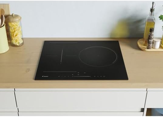 - Plaque Induction Connectée - 3 Zones de Cuisson, 1 Flexible, Booster Max 3500W, Commandes Groupées, Réglage Tactile, Fonction Pause, 7400 W, Installation à Fleur, Bords Droits - 59 x 52 x 6 cm