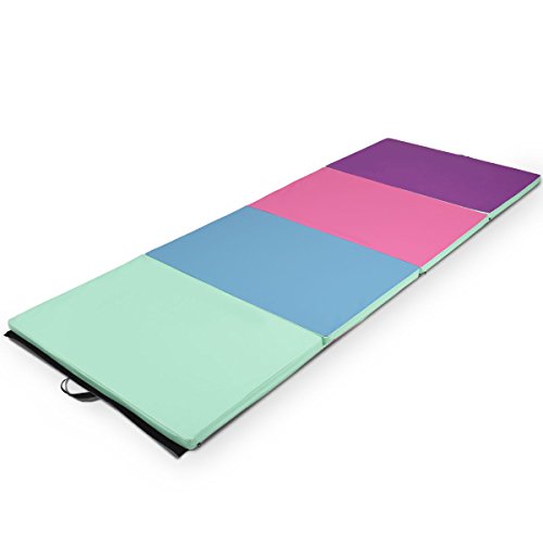 image for Giantex 4'x8'x2 Gymnastics Mat Folding PU Panel Gym Fitness Exercise C