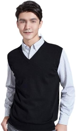 TopTie Men's 100% Cotton Knit Sweater Vest, V Neck Cable Pattern