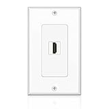 TNP HDMI Wall Plate (1 Port, White) HDMI Face Plate Socket Insert Jack Outlet Panel Mount Support 4K 60Hz HDR ARC Full HD 3D Ethernet High Speed Cable Extension Coupler f/Projector & Home Theater
